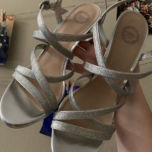 I. Miller Glitter Strappy Sparkle Silver Heels